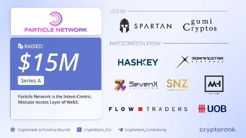 [​​](https://telegra.ph/file/dfbc60679a282624782b9.png)[Particle Network](https://cryptorank.io/ico/particle-network), the Intent-Centric, Modular Access Layer of Web3, has raised $15 million in a Series A round led by …