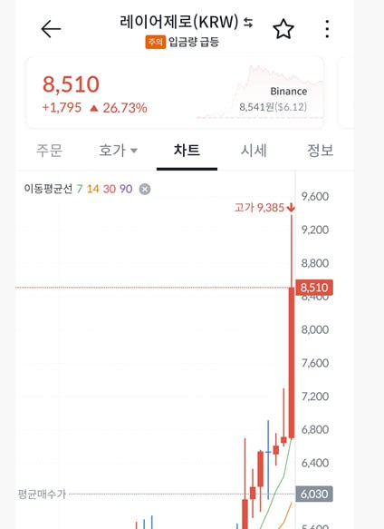 레이어제로도 급등했네요..