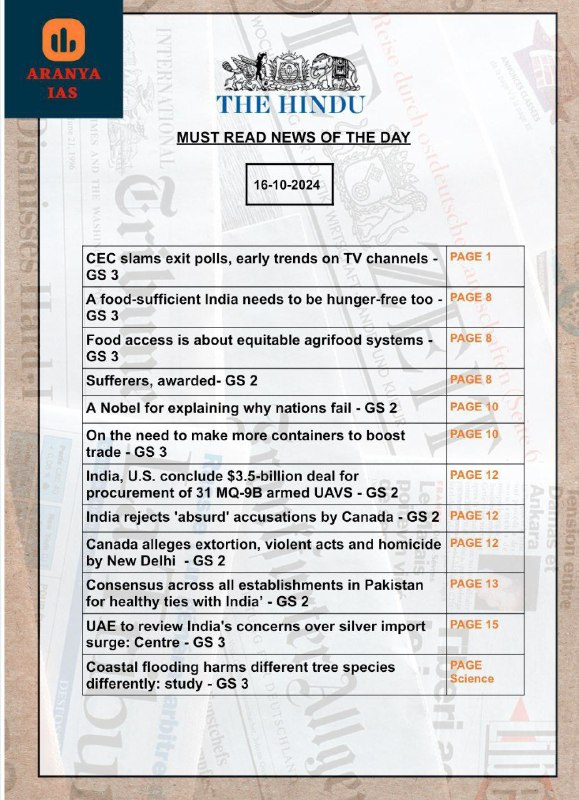 THE HINDU : Must Read Headlines …