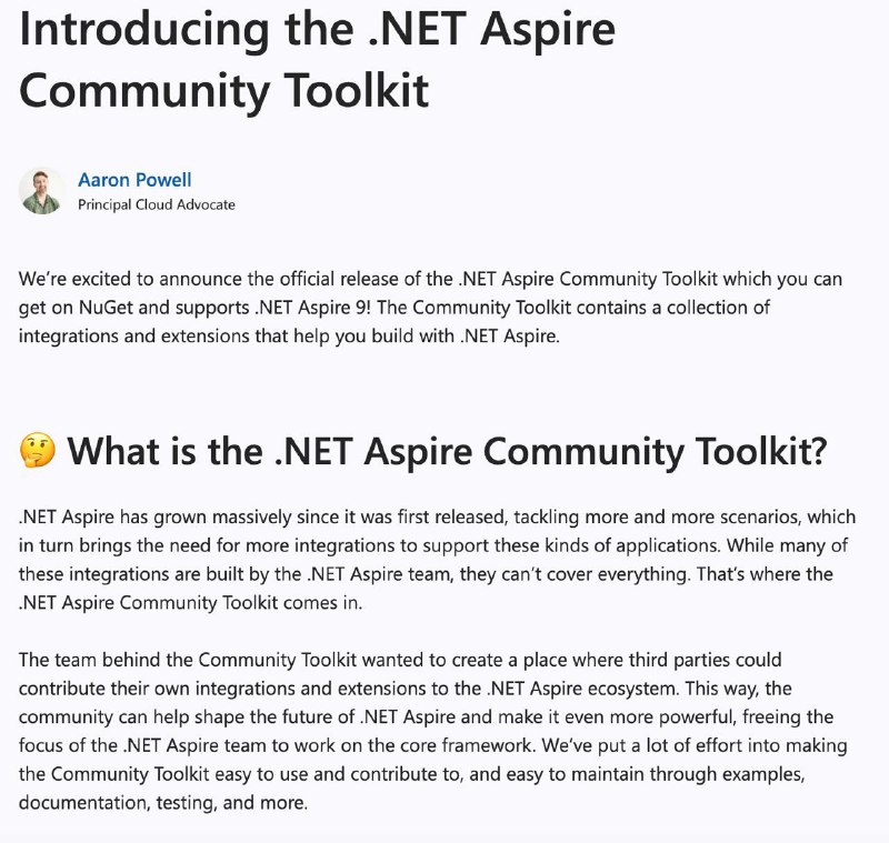 ***⚡️*** **Вышел .NET Aspire Community Toolkit!**