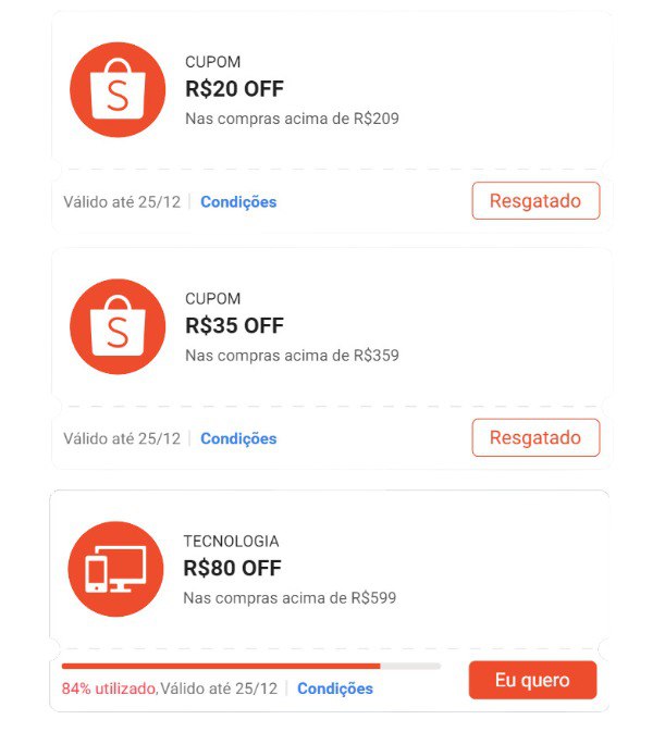 CUPOM SHOPEE ATIVOS