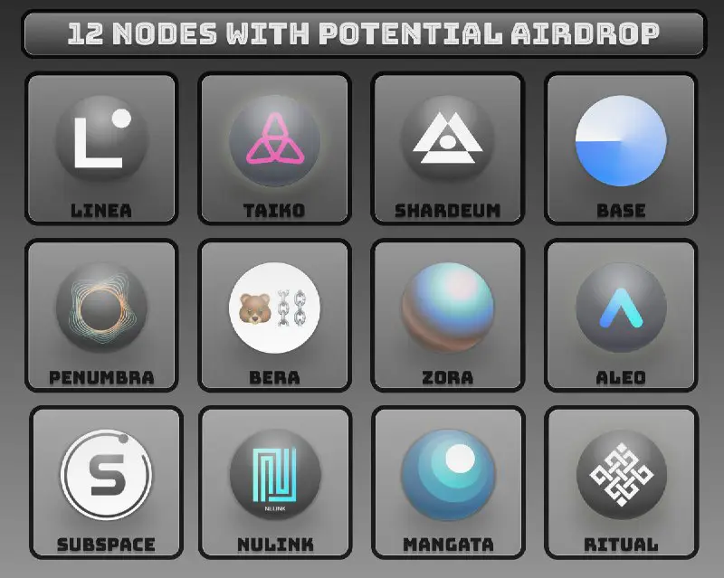 ***🧵*****: 12 NODES WITH POTENTIAL AIRDROPS IN 2024 + GUIDES**