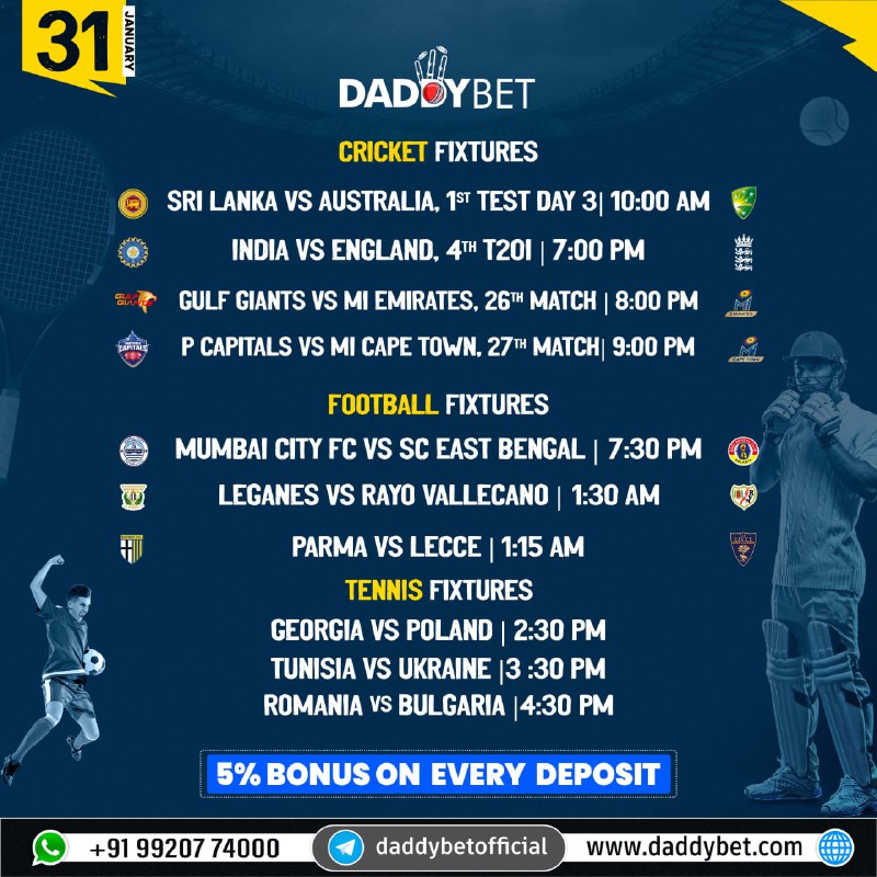 **Next Matches 31st Jan Schedule..*****🏏***