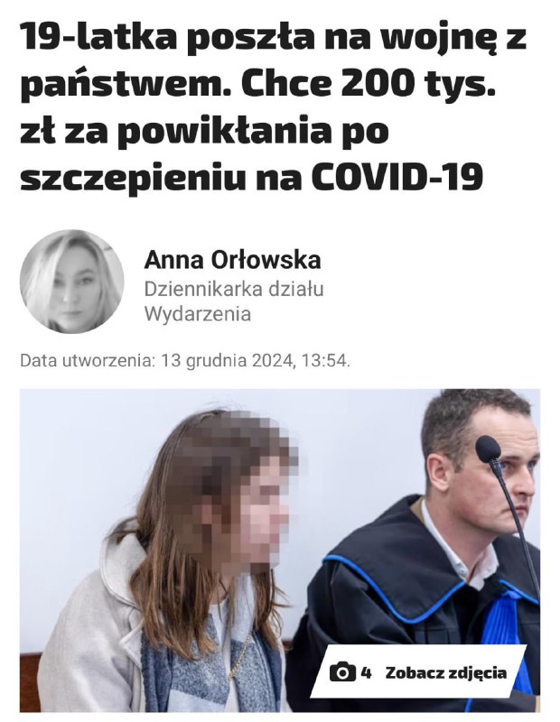 ***💉***Mieszkanka Wielkopolski pozwała Skarb Państwa i …