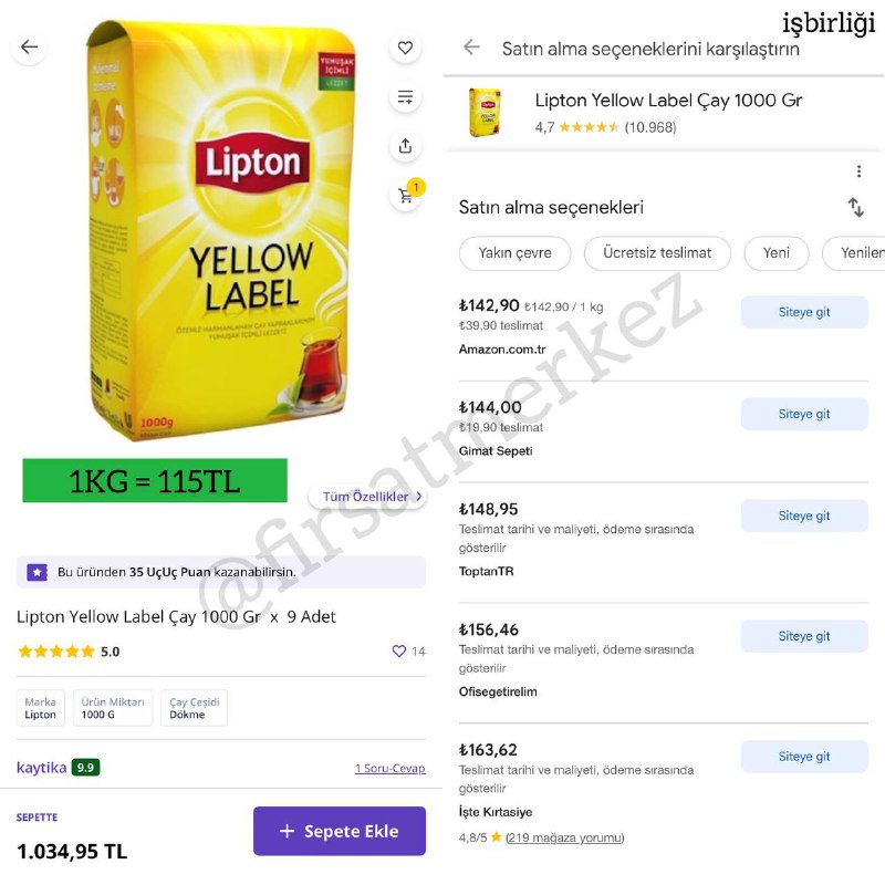 ***🔥*****Lipton Yellow Label Çay 9KG**