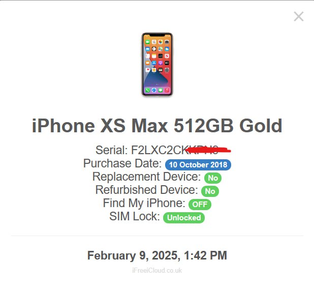 Model Description: IPHONE XS MAX GOLD …