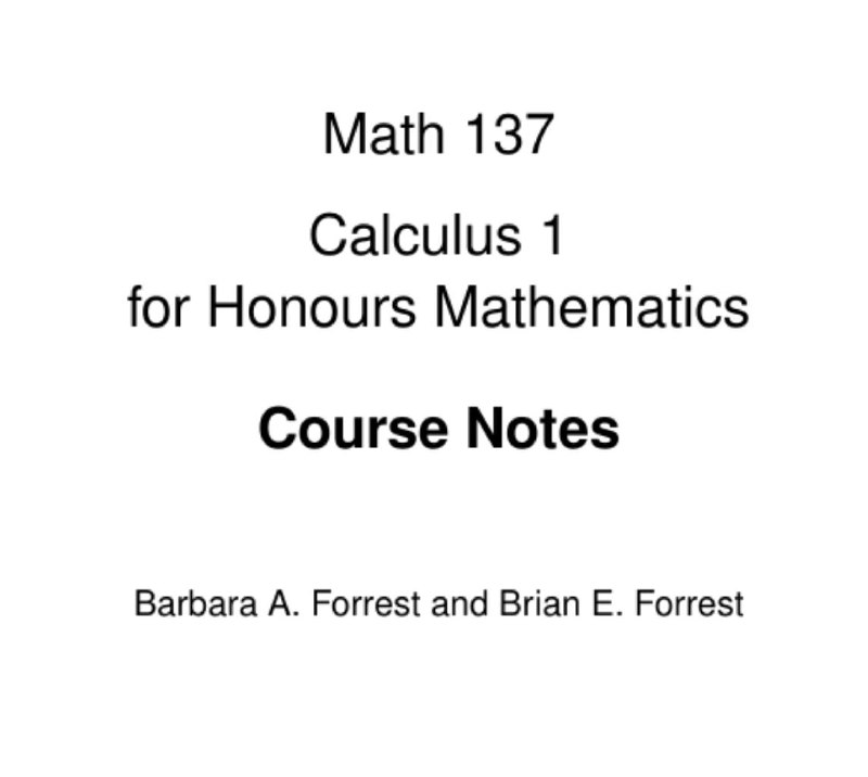 **Calculus 1 for Honours Mathematics**