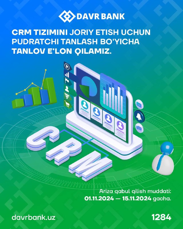 ***📣*** Davr Bank CRM tizimini joriy …