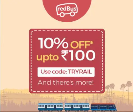 10% instant discount on IRCTC railway ticket bookings upto Rs.100