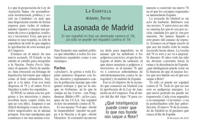 La Cuartilla: «La asonada de Madrid»