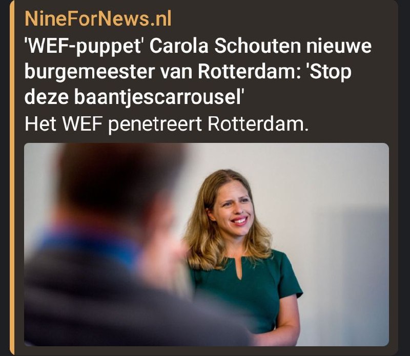 ***🖥*** **‘WEF-puppet’ Carola Schouten nieuwe burgemeester …