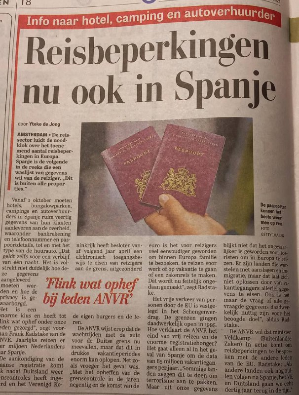 "Ook Spanje voert reisbeperkingen in: toeristen …