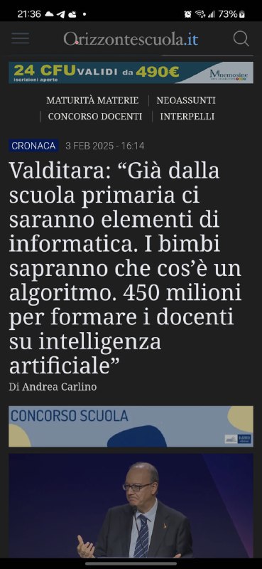 Translation: Valditara (italian school's minister) since …