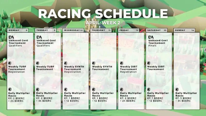 *****📆***DeRace Racing Schedule: April Week 2**