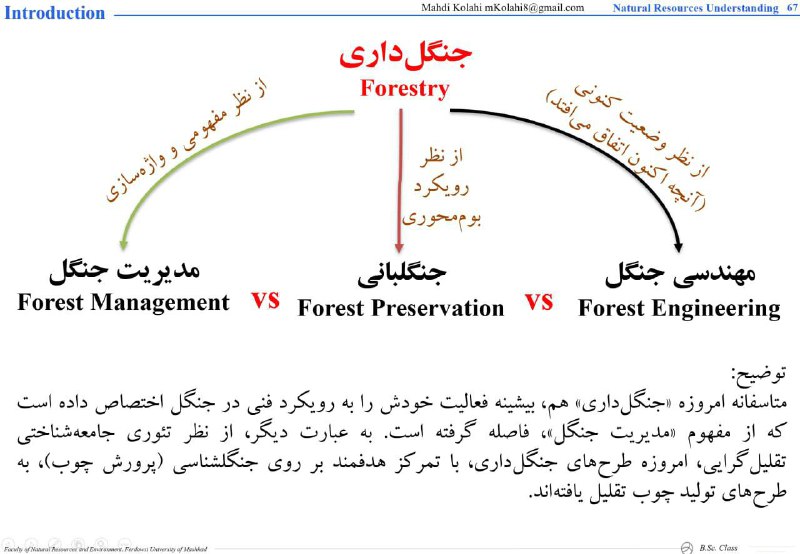 باید بین اصطلاحات جنگلداری، مهندسی جنگل، …