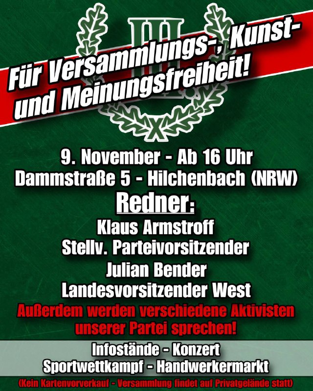 **Rednerprogramm am 9. November in Hilchenbach!**