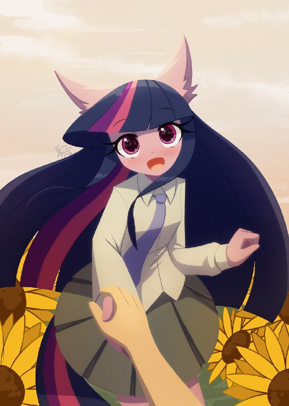 ([DeviantArt](https://www.deviantart.com/howxu/art/Commission-Twilight-in-sunflower-field-1118462185)) - howxu