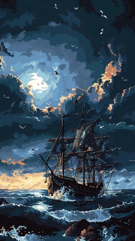 - Pixelart pirate ship -