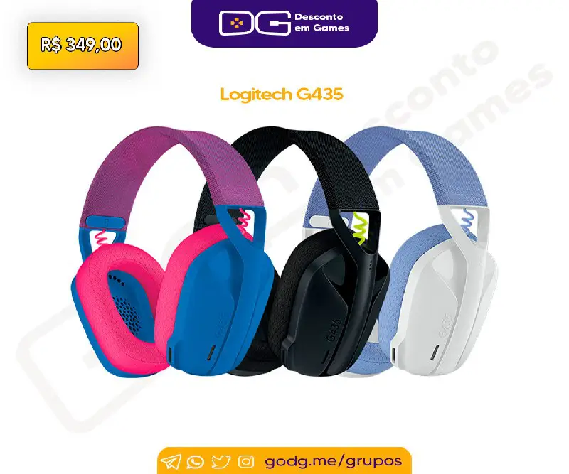**Headset Gamer Sem Fio Logitech G435 …