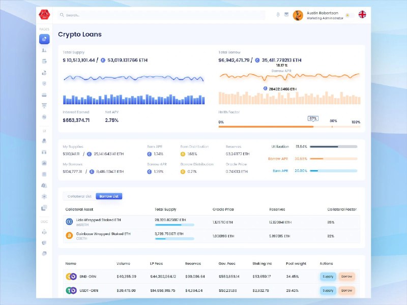 **Crypto Loans Dashboard** (Score: 254+) [#dribbble](?q=%23dribbble)