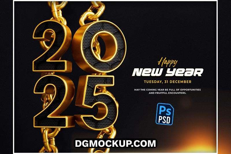 **Happy New Year 2025 3D Banner …