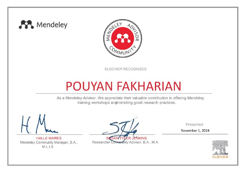 **Mendeley Advisor Certificate**