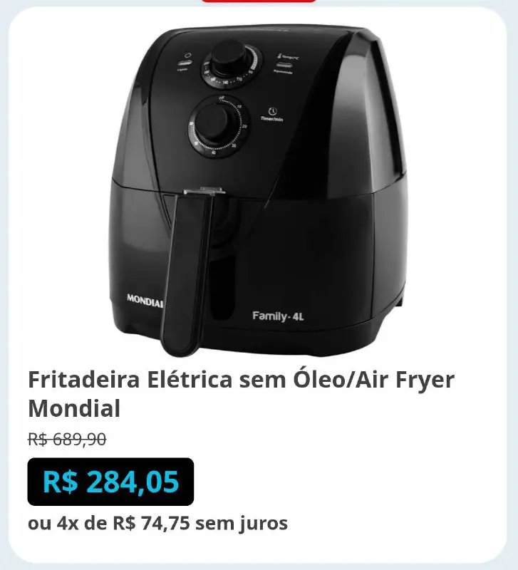 ***🛍️***Fritadeira Elétrica sem Óleo/Air Fryer Mondial