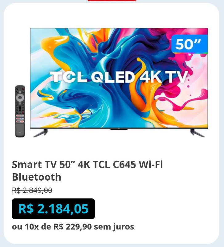 ***🛍️***Smart TV 50” 4K TCL C645 …