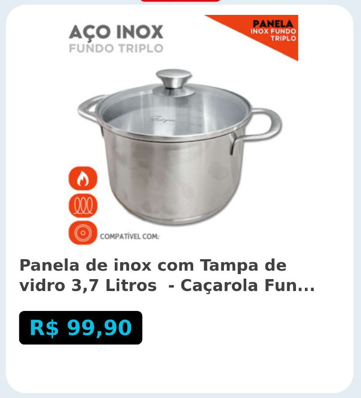 ***🛍️***Panela de inox com Tampa de …