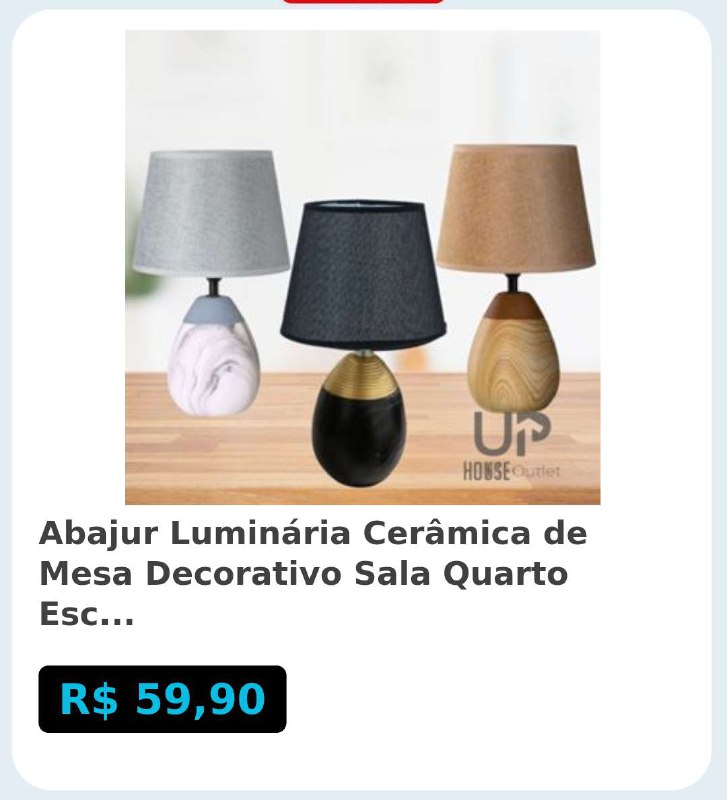 ***🛍️***Abajur Luminária Cerâmica de Mesa Decorativo …