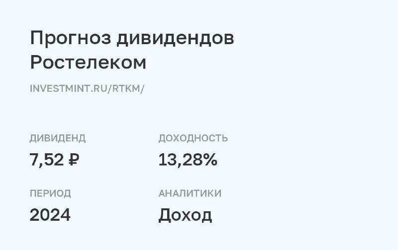 **Прогноз дивидендов Ростелеком** [#RTKM](?q=%23RTKM)