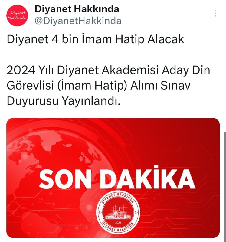 [#SONDAKİKA](?q=%23SONDAK%C4%B0KA) | Diyanet İşleri Başkanlığı 4 …