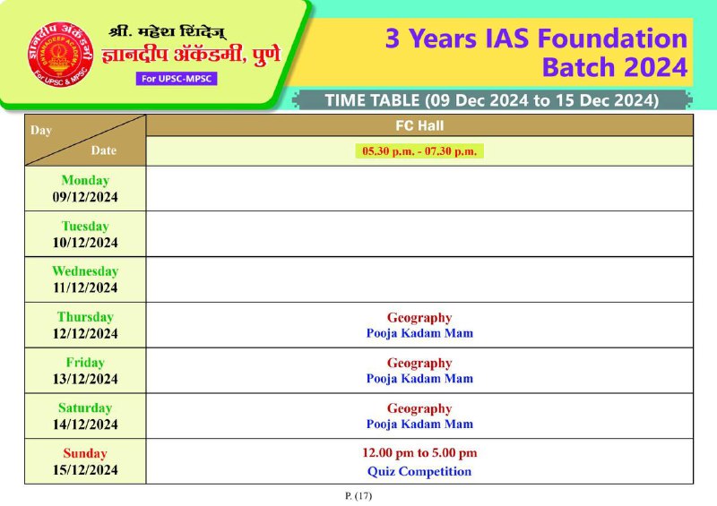 DNYANADEEP TIMETABLE 2023-24