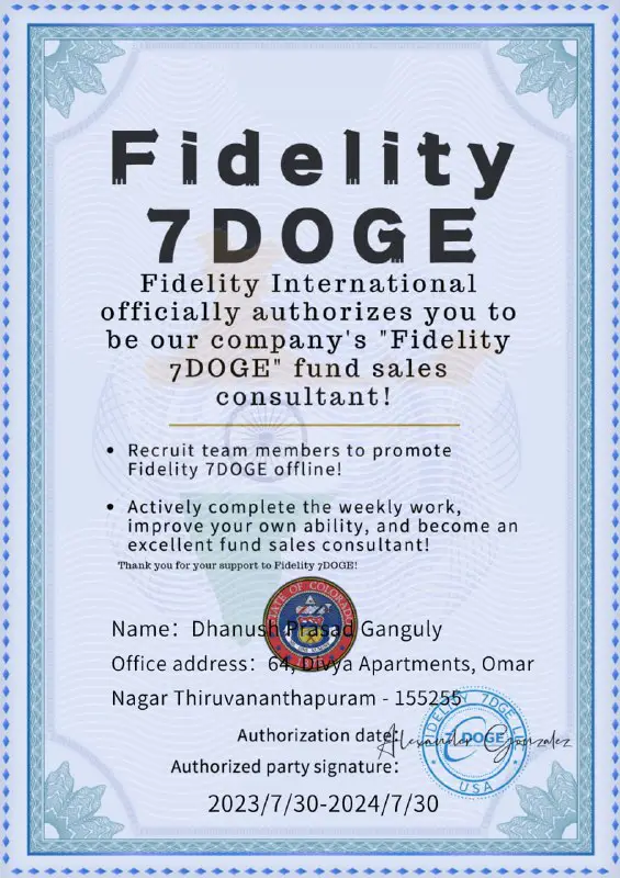 Mr. Dhanush Prasad Ganguly 7DOGE Official …