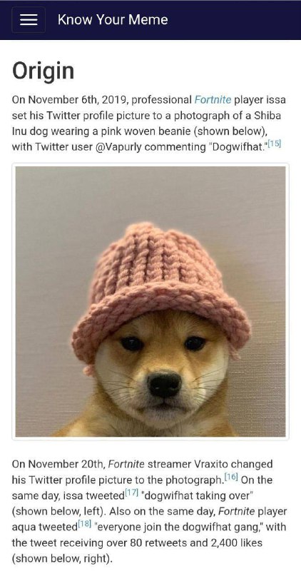 The „original“ dogwifhat meme, deployed by …