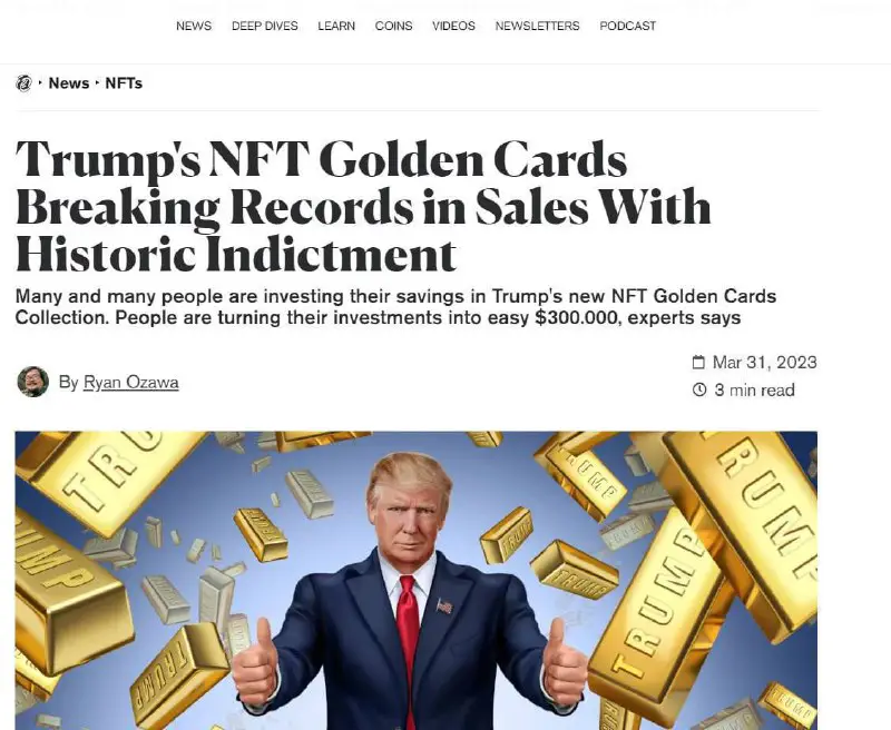 ***📌*****President Donald Trump's NFT Golden Card …