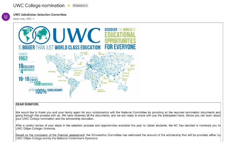 *Alhamdulillah*, **I got into UWC**...