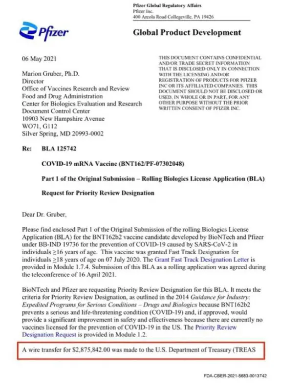 $2.8 million bribe payment from Pfizer …