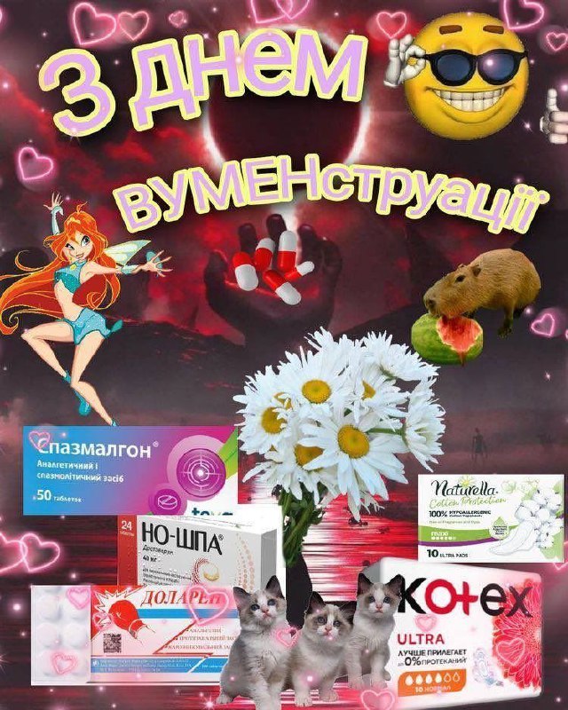 Happy WOMENstruation day!!![***💊******🩸******🛏******🧴******🧺******🍫******☕******🌸***](https://twitter.com/MyViolentYouth/status/1862491891528241551?t=2V--ovAcGb9oYEWAhPWpGg&amp;s=19)