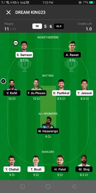 Dream king ( dream11 prediction, team.)