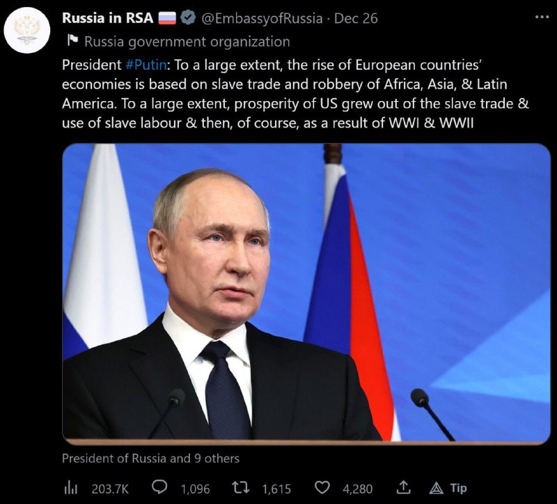 Putin: "Nenávidím bielu nadradenosť. Nenávidím rasizmus. …