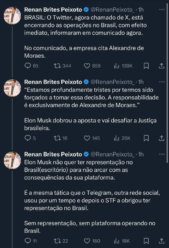 "Sem representação, sem plataforma no Brasil".