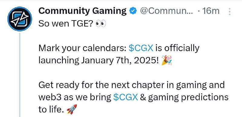 $CGX is officially launching January 7th, …