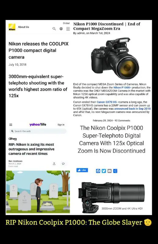Die [@Nikon\_P1000](https://t.me/Nikon_P1000) wird nicht weiter produziert.