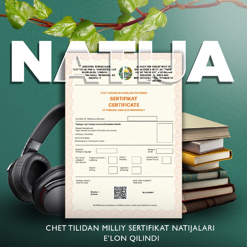 ***⚡️*** **Chet tili imtihoni natijalari e’lon …