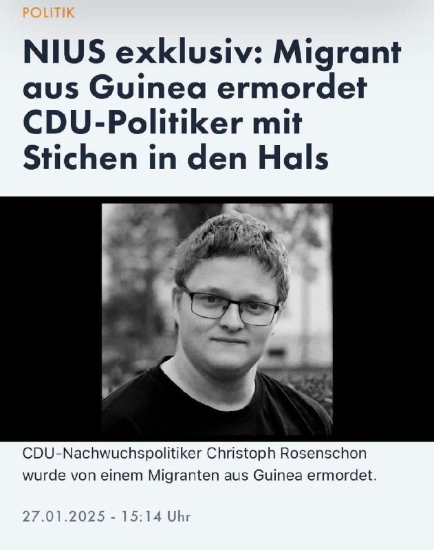 ***📌*** CDU Politiker von Migrant ermordet