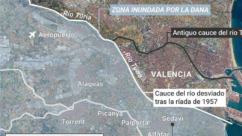 El mapa de las zonas afectadas …