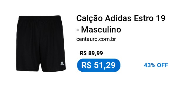 **Calção Adidas Estro 19 - Masculino**