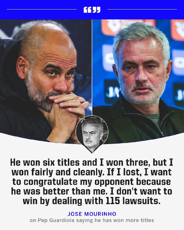 Pep Guardiola on Jose Mourinho's titles: …