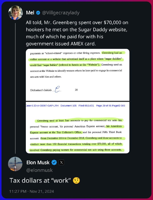 Elon Musk replied to Mel: Tax …